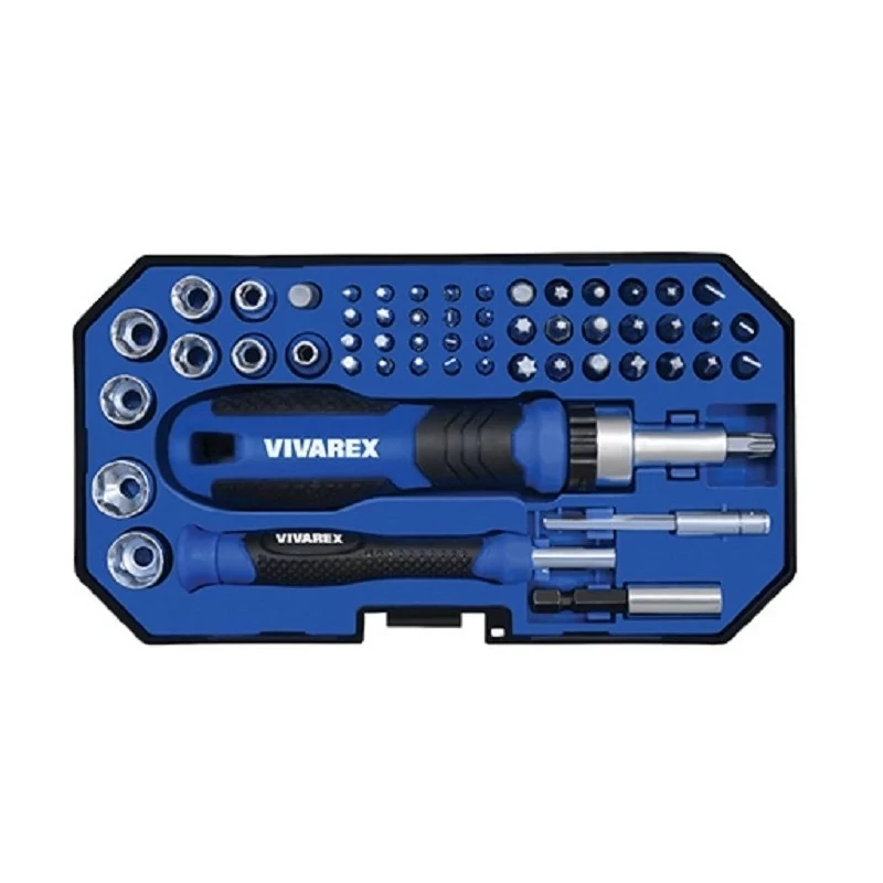 ست پیچ گوشتی جغجغه ای و ساعتی و سری بکس 55 عددی ویوارکس مدل VR5565-SD